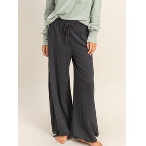 High waist drawstring black pants NWT